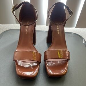 Madden Girl Brown Patent Leather Block Heels